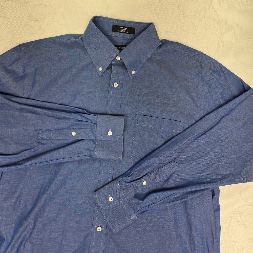 Nordstrom Blue Traditional Fit Collared Shirt Mens Shop 16 33 Non Iron